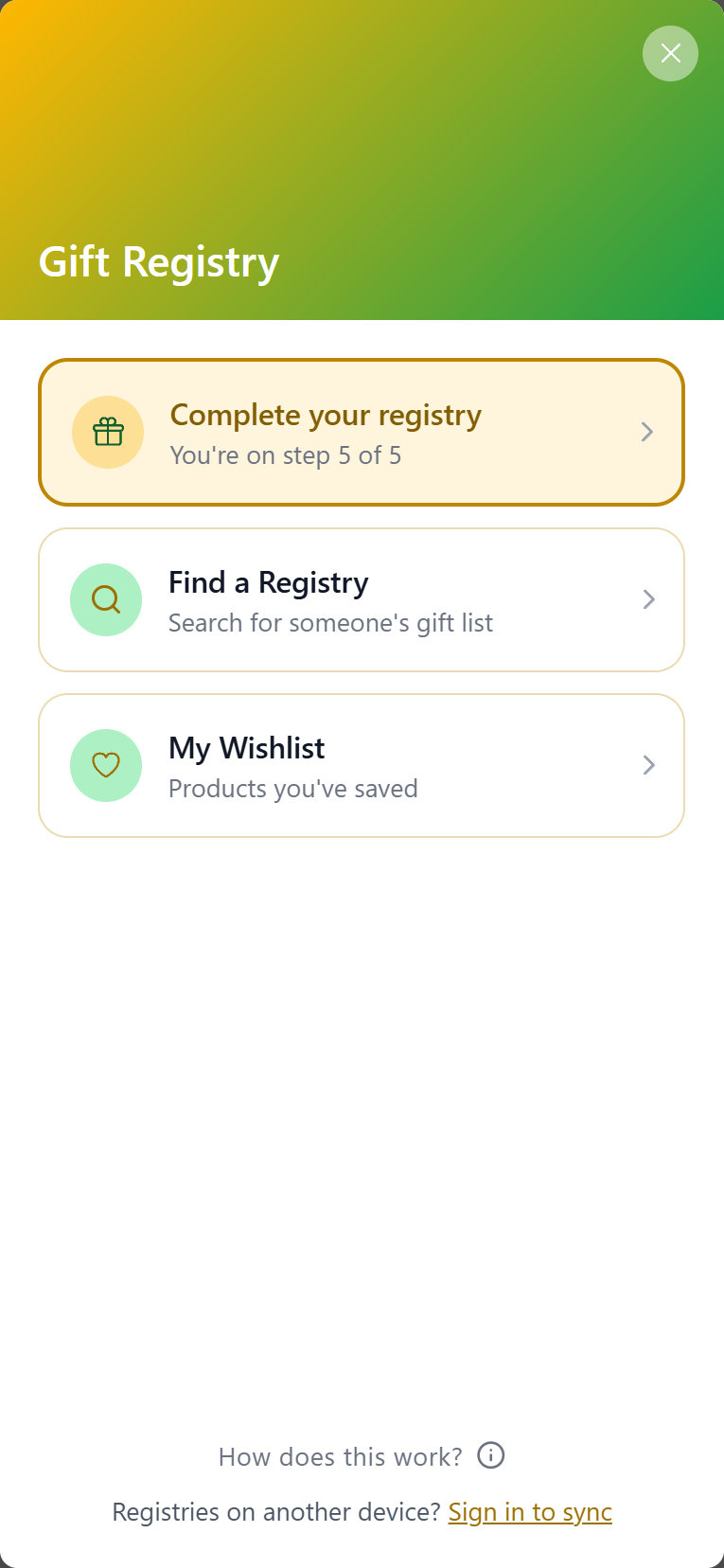 Listify gift registry preview